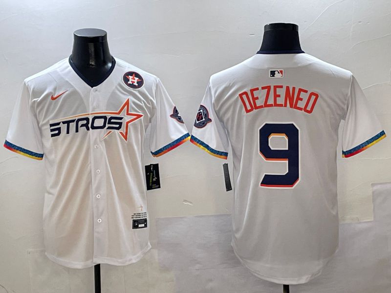 Men Houston Astros #9 Dezeneo White Fourth generation Joint Name Nike 2025 MLB Jersey style 9